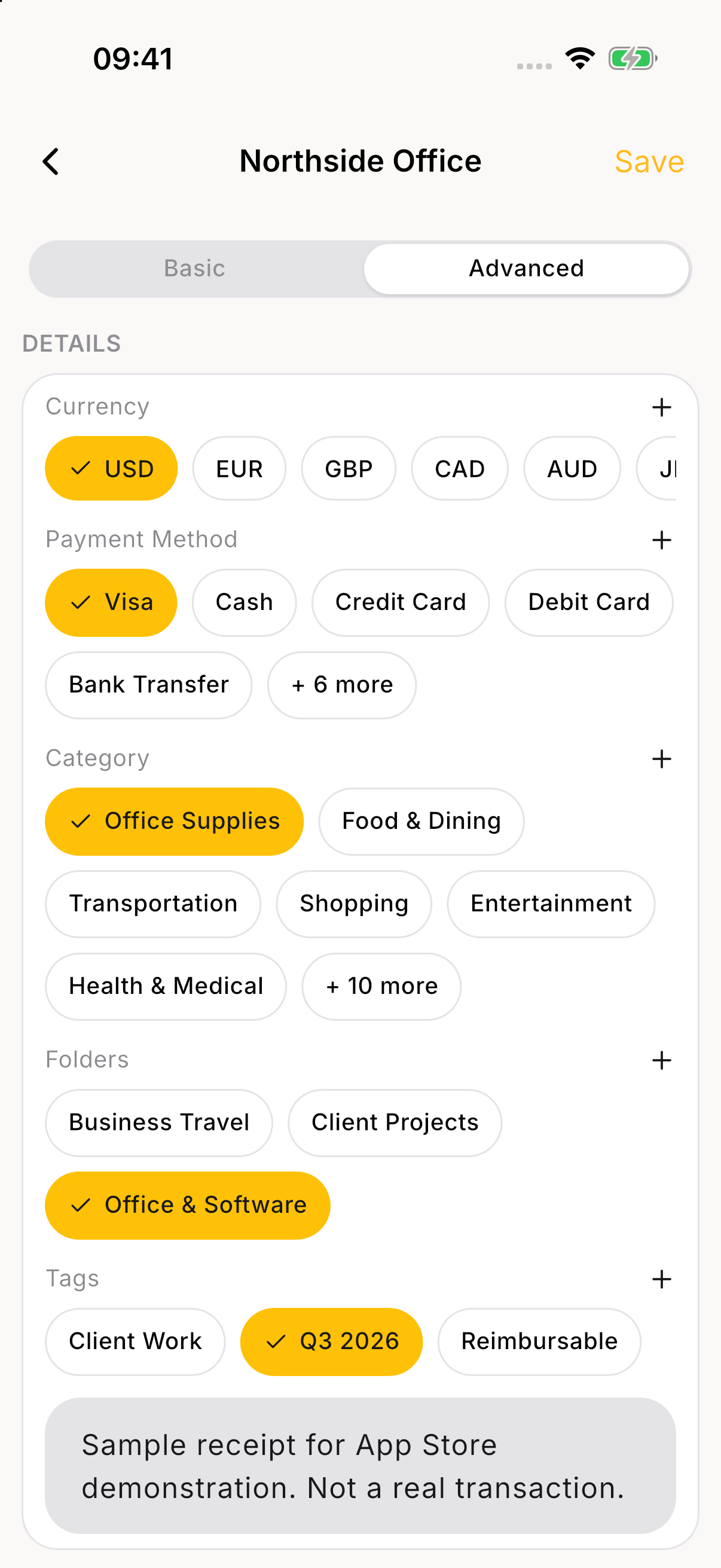 Organize. Real app screens with fictional sample data. Unedited native PNGs.
